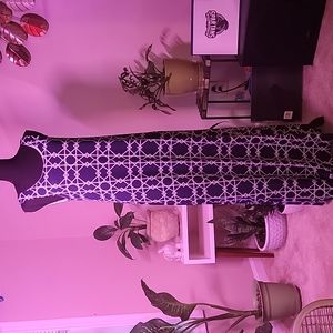 Blue Maxi Dress with White Designs